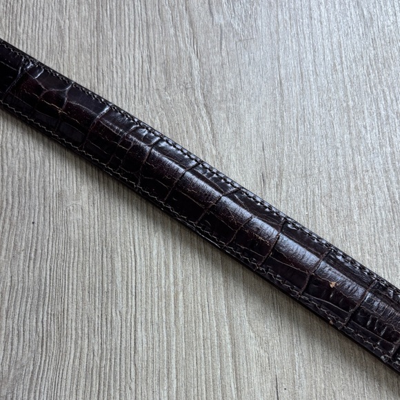 Brighton Dark Brown Croc-Embossed Belt with Silver Buckle and Golf Charms - Picture 7 of 7